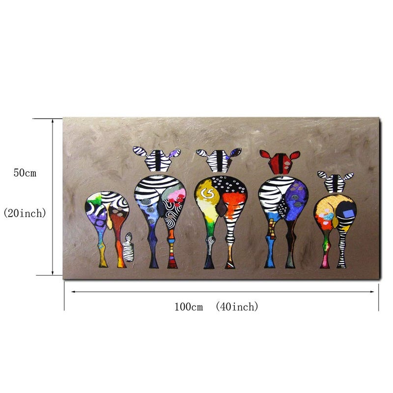 DZL Art D72550 Canvas Prints Wall Art Paintings Animal Painting Five Colorful Zebra Modern Art Stretched Ready To Hang for Living Room Bedroom Decoration - Image 5
